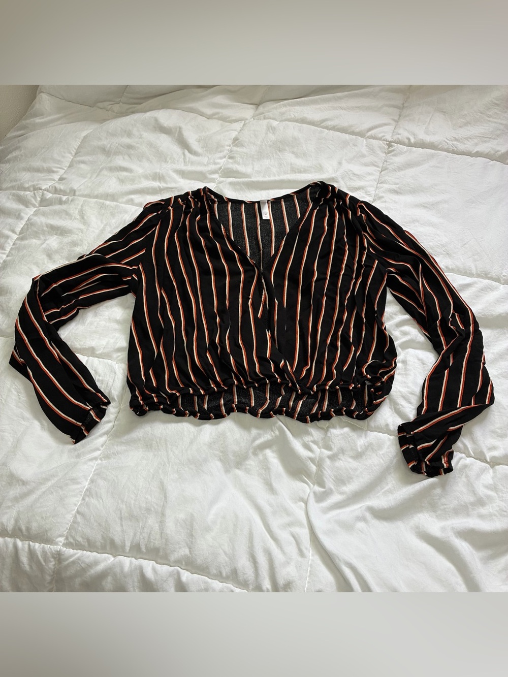 Xhilaration Striped Long Sleeve Wrap Top